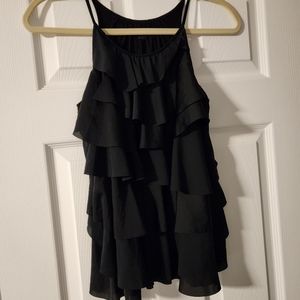 Black ruffle blouse